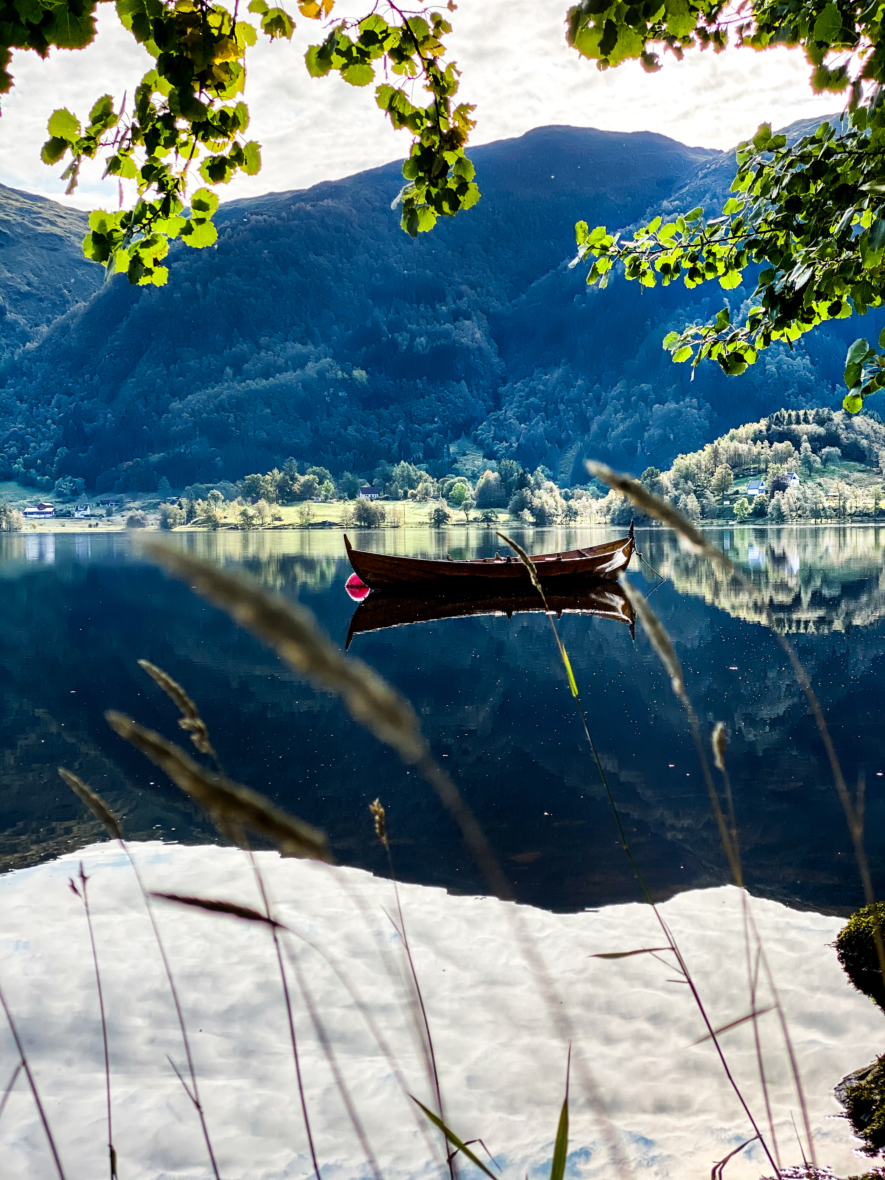 Viking style boat in the lake