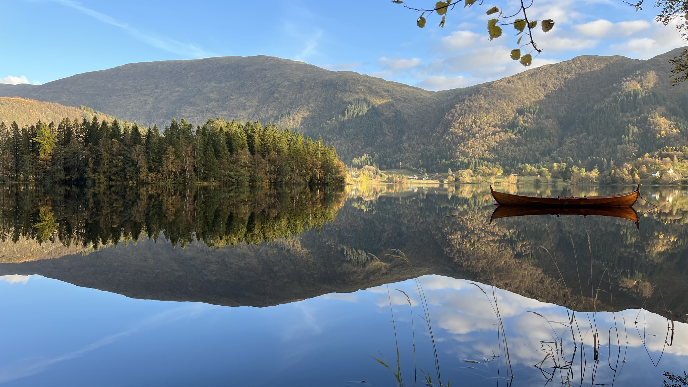 Viking style boat in the lake